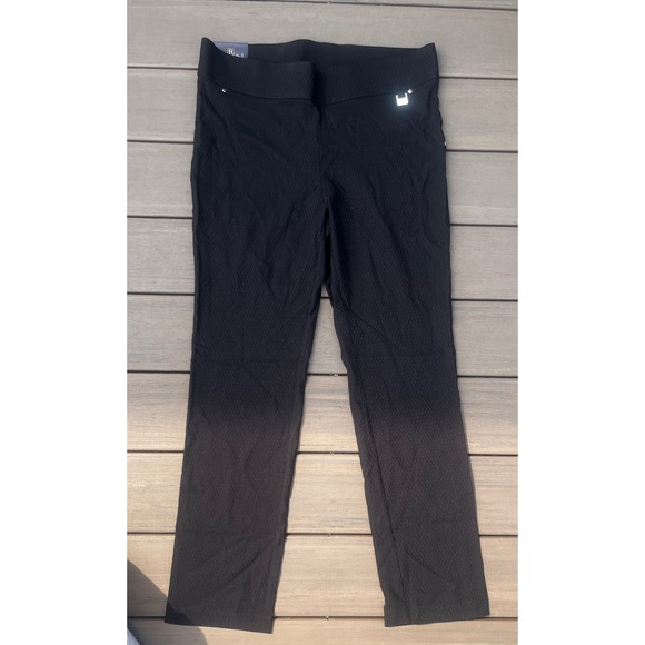 Rafaella Pants - Rafaella Comfort Stretch Slim Leg Pants Black Textured Diamond Weave NWT